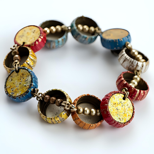 Pulsera con tapas de botellas