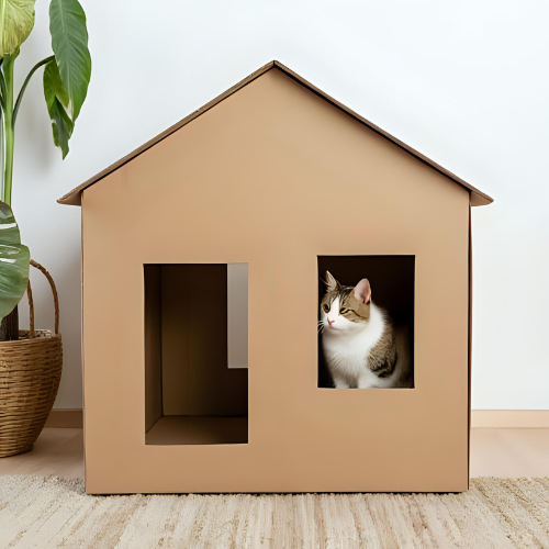 Casita de cartón para mascotas