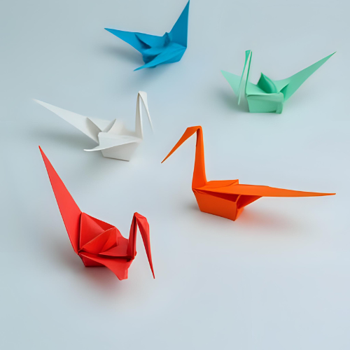 Grullas de papel en origami
