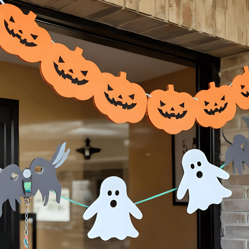 Guirnaldas con calabazas y fantasmas para halloween