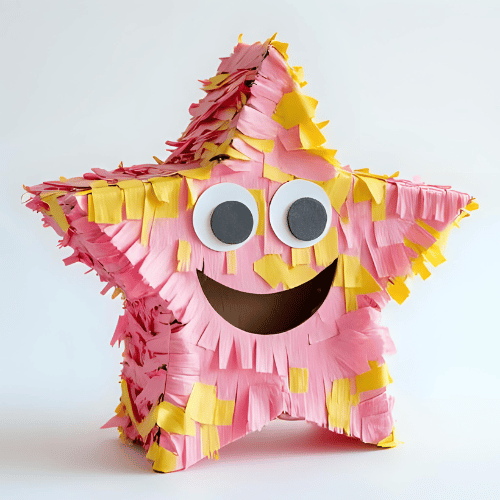 Piñata infantil en forma de estrella con carton y papel crepe