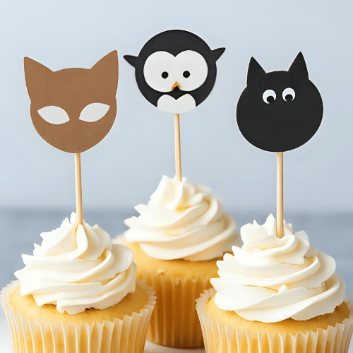 Toppers de animales con cartulina en muffins