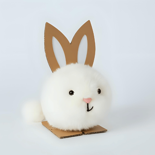 Conejito de pascua hecho con algodon y carton